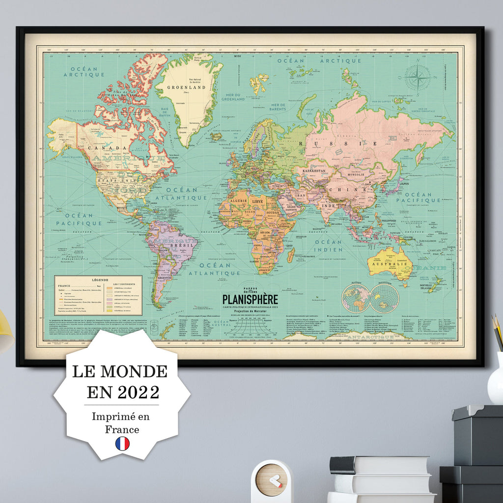 Poster XXL mappemonde (carte du monde) (Mappemonde style vintage) - Posters  XXL Commandez dès maintenant! Close Up
