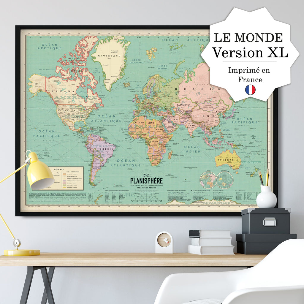Poster de la carte du monde Grand Format: 140x100 cm - Posters XXL  Commandez dès maintenant! Close Up