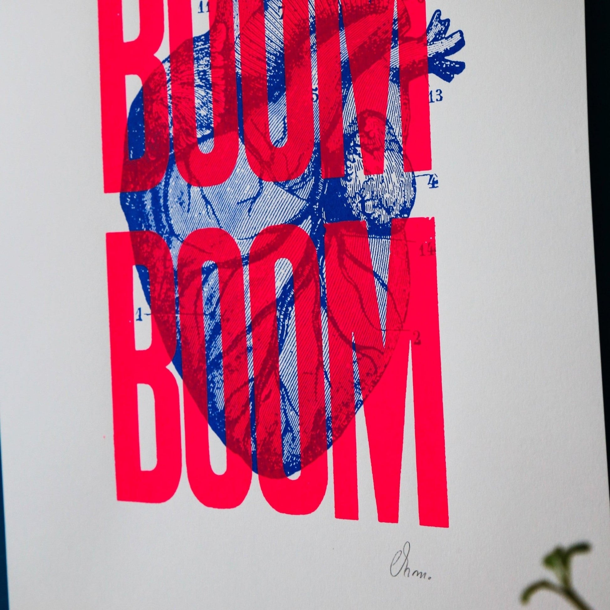 Affiche Boom Boom rose fluo (A3) - Sérigraphie signée - PAPPUS EDITIONS