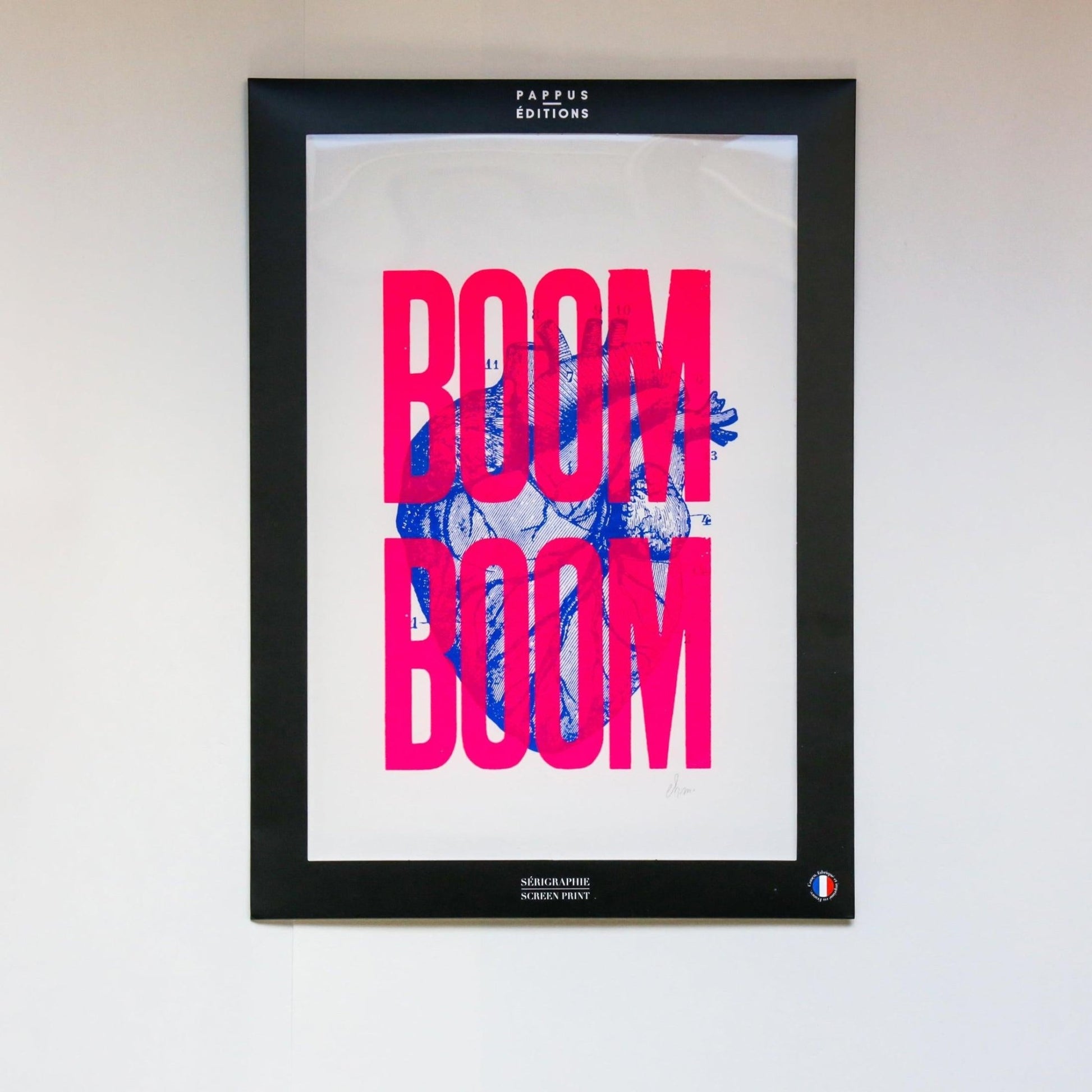 Affiche Boom Boom rose fluo (A3) - Sérigraphie signée - PAPPUS EDITIONS