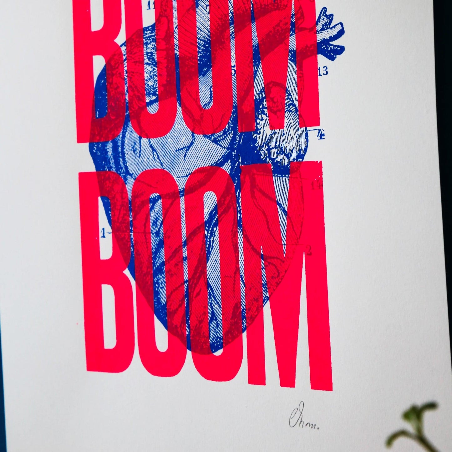 Affiche Boom Boom Rose fluo - Sérigraphie signée 50 x 70 cm - PAPPUS EDITIONS