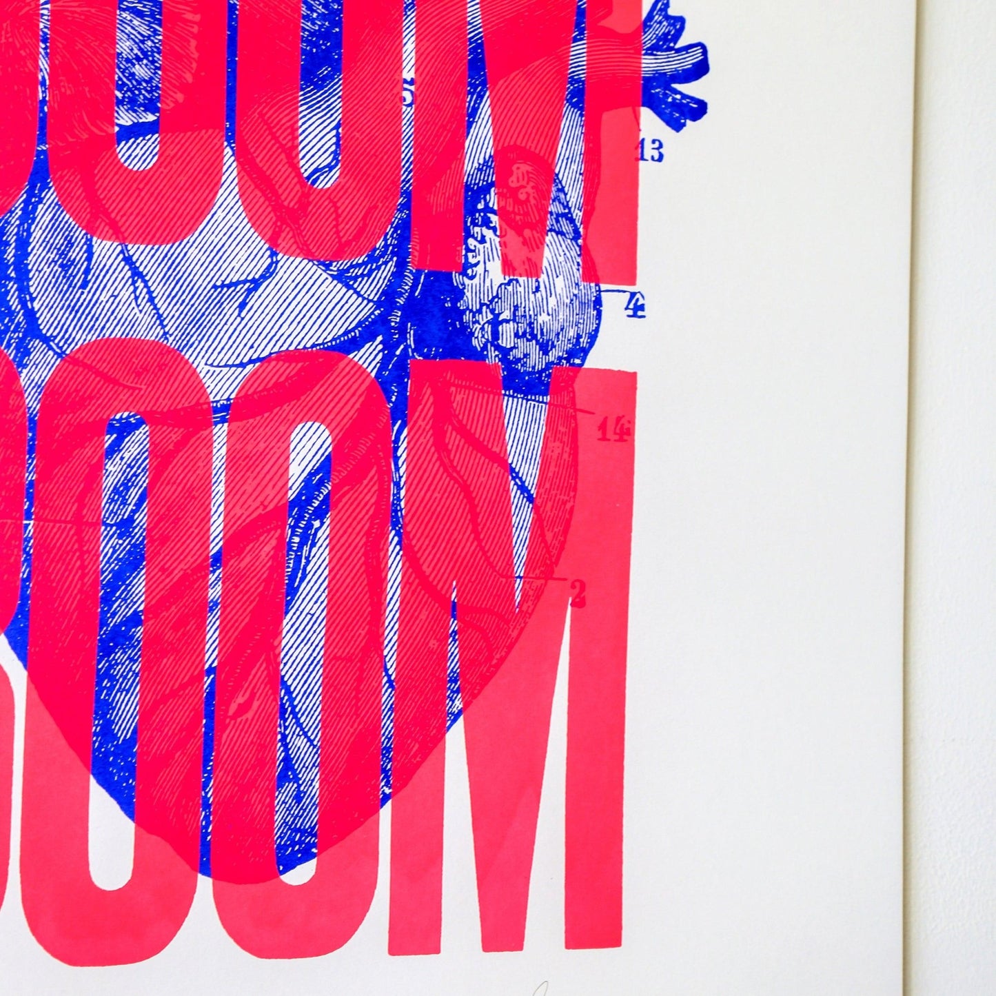 Affiche Boom Boom Rose fluo - Sérigraphie signée 50 x 70 cm - PAPPUS EDITIONS