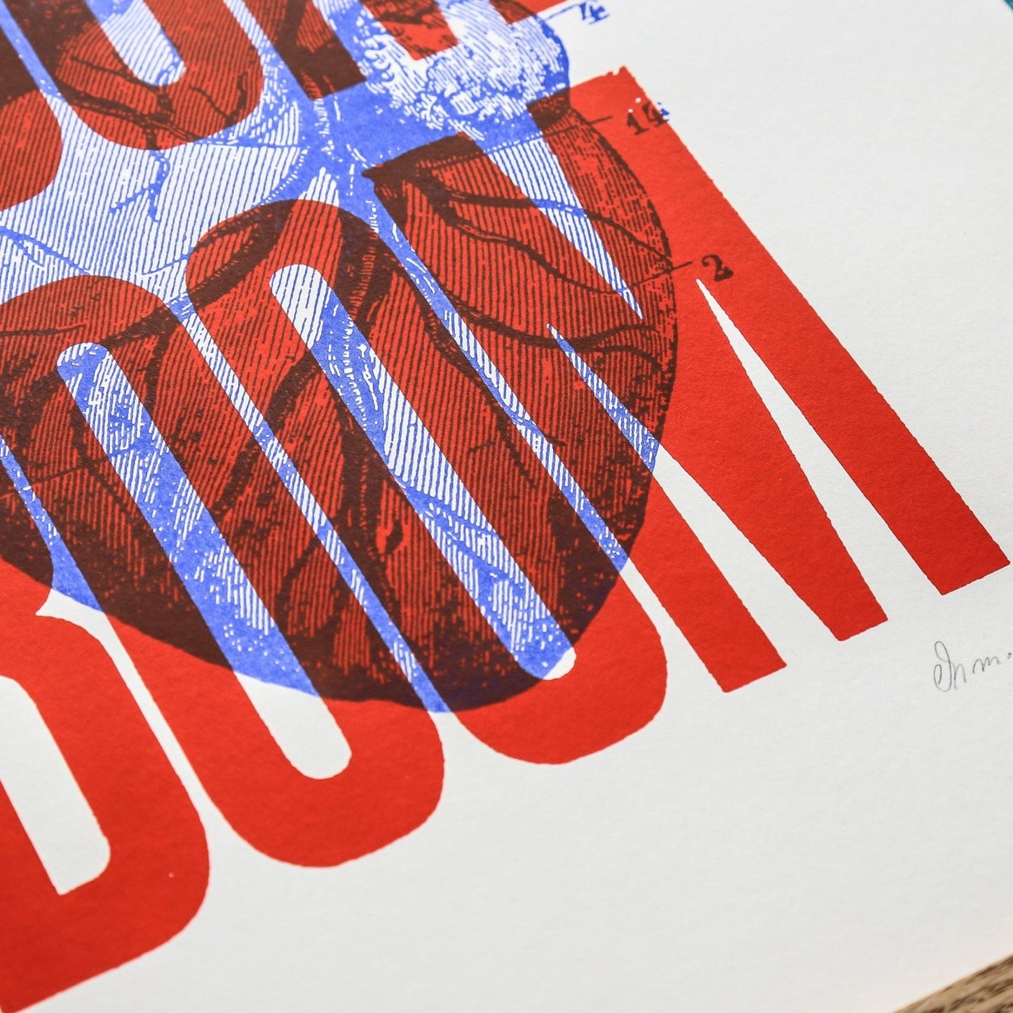 Affiche Boom Boom rouge (A3) - Sérigraphie signée - PAPPUS EDITIONS