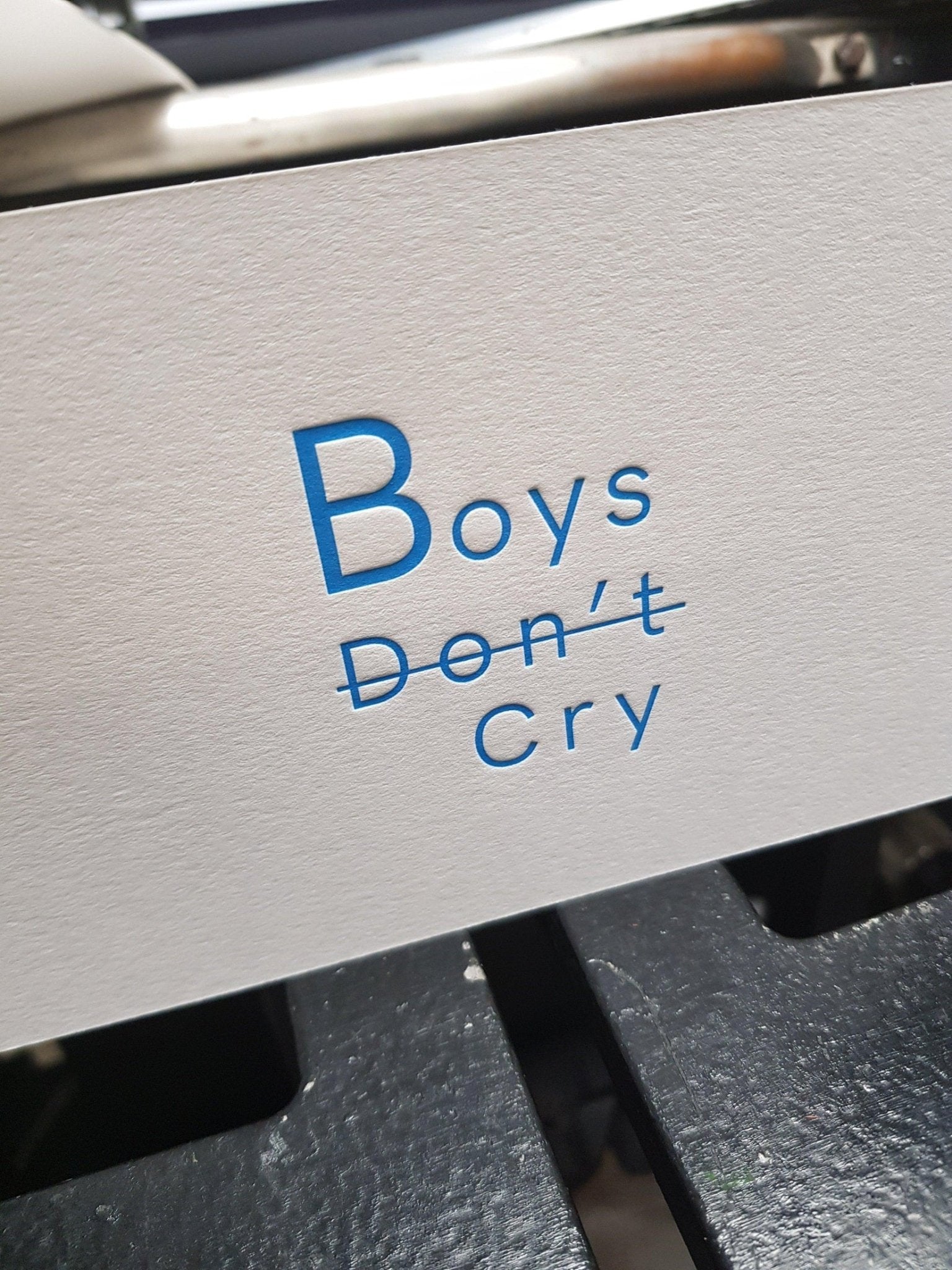 Carte Boys don't Cry - Impression typo /Letterpress - PAPPUS EDITIONS