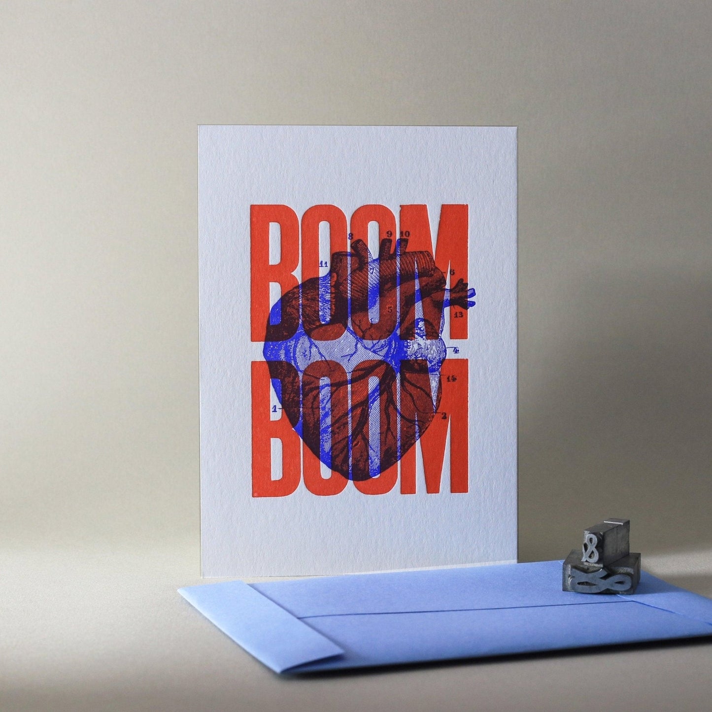 Carte letterpress Boom Boom rouge - PAPPUS EDITIONS