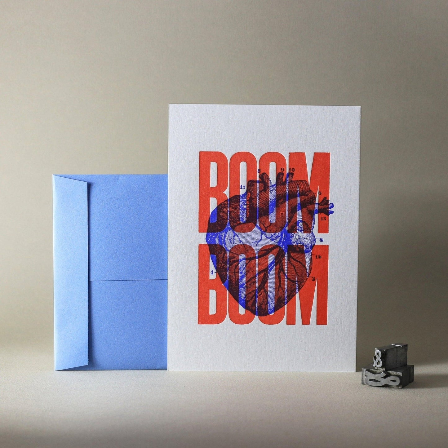 Carte letterpress Boom Boom rouge - PAPPUS EDITIONS