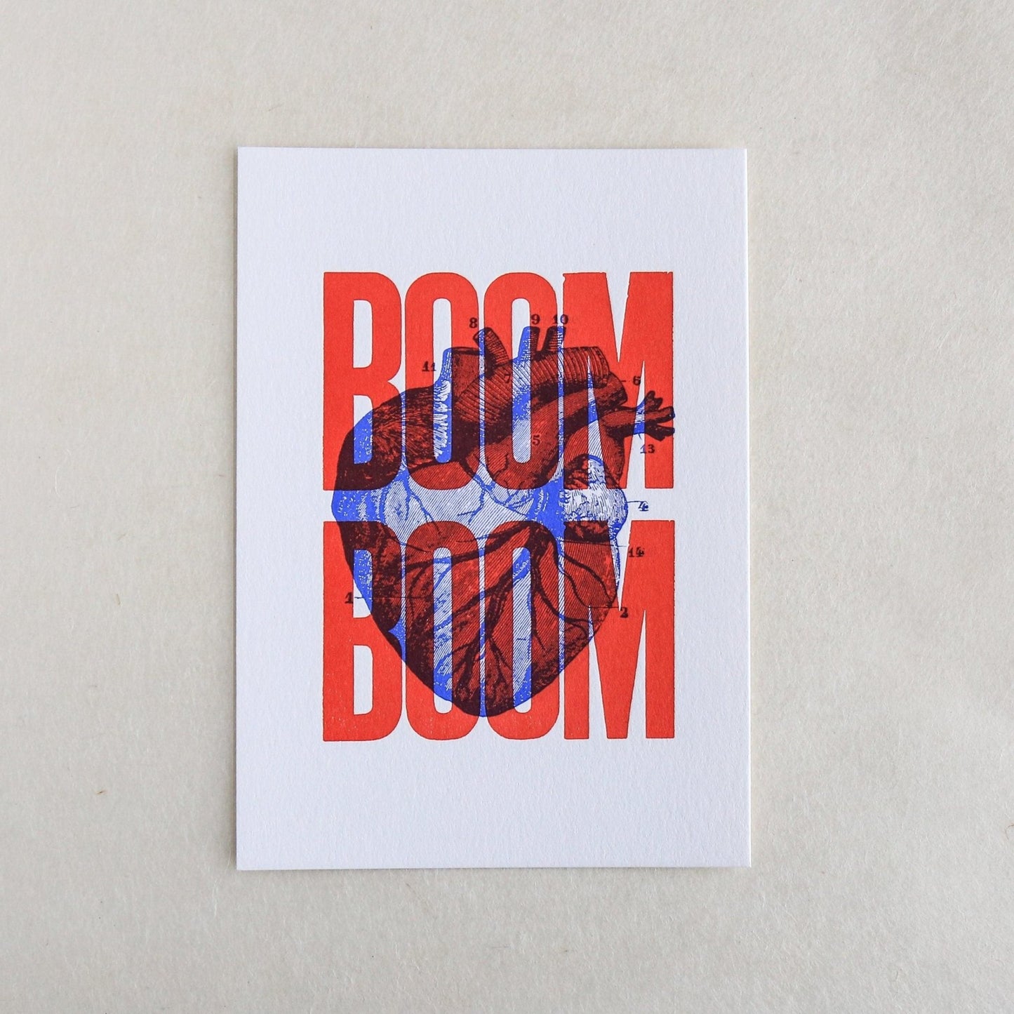 Carte letterpress Boom Boom rouge - PAPPUS EDITIONS