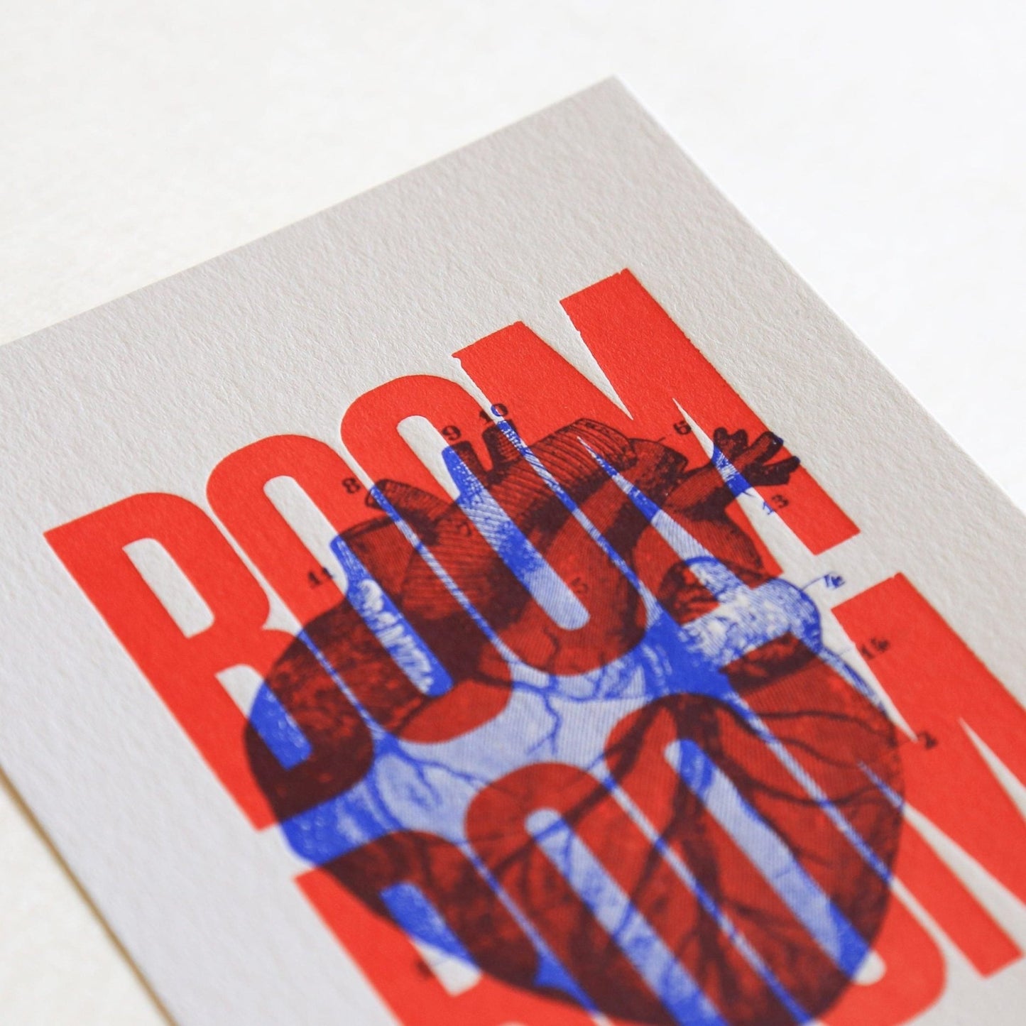 Carte letterpress Boom Boom rouge - PAPPUS EDITIONS