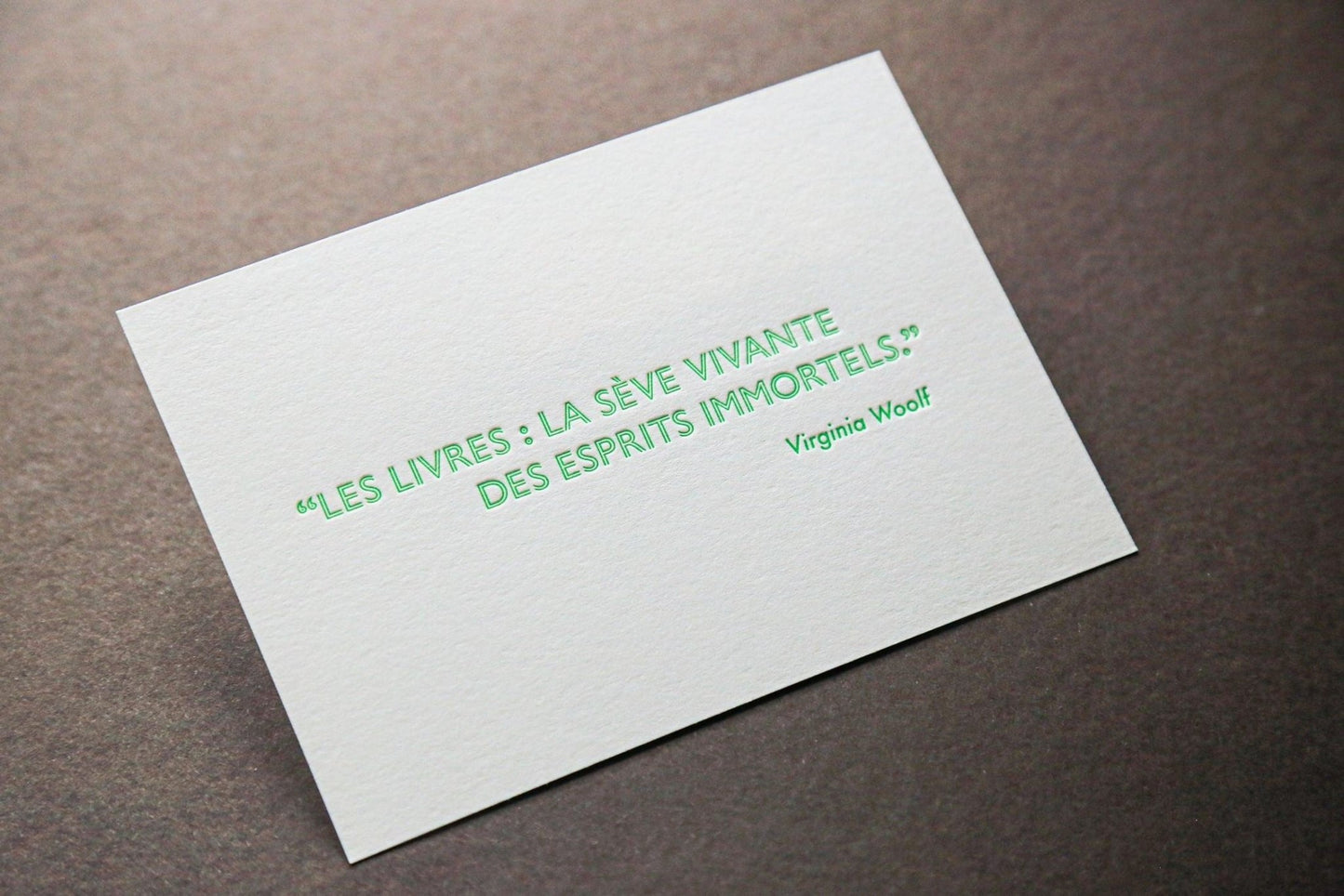 Carte Letterpress citation Virginia Woolf - PAPPUS EDITIONS