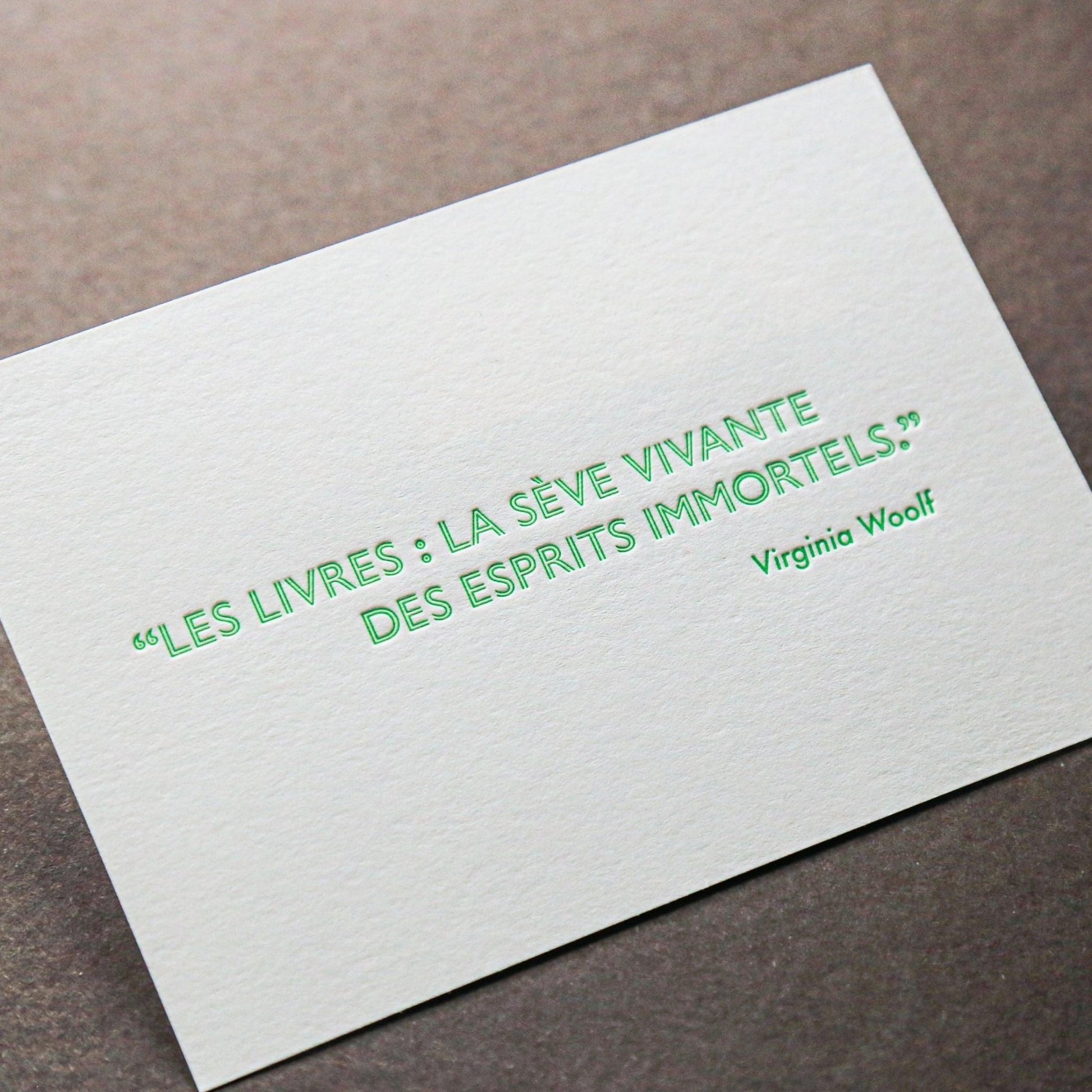 Carte Letterpress citation Virginia Woolf - PAPPUS EDITIONS