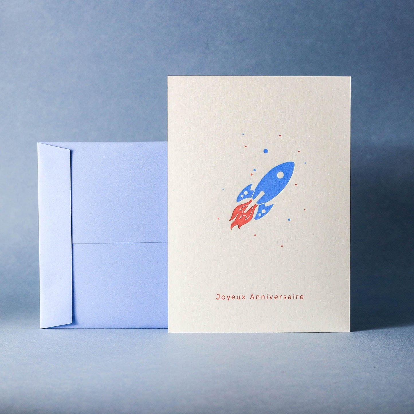 Carte letterpress - Joyeux anniversaire fusée - PAPPUS EDITIONS