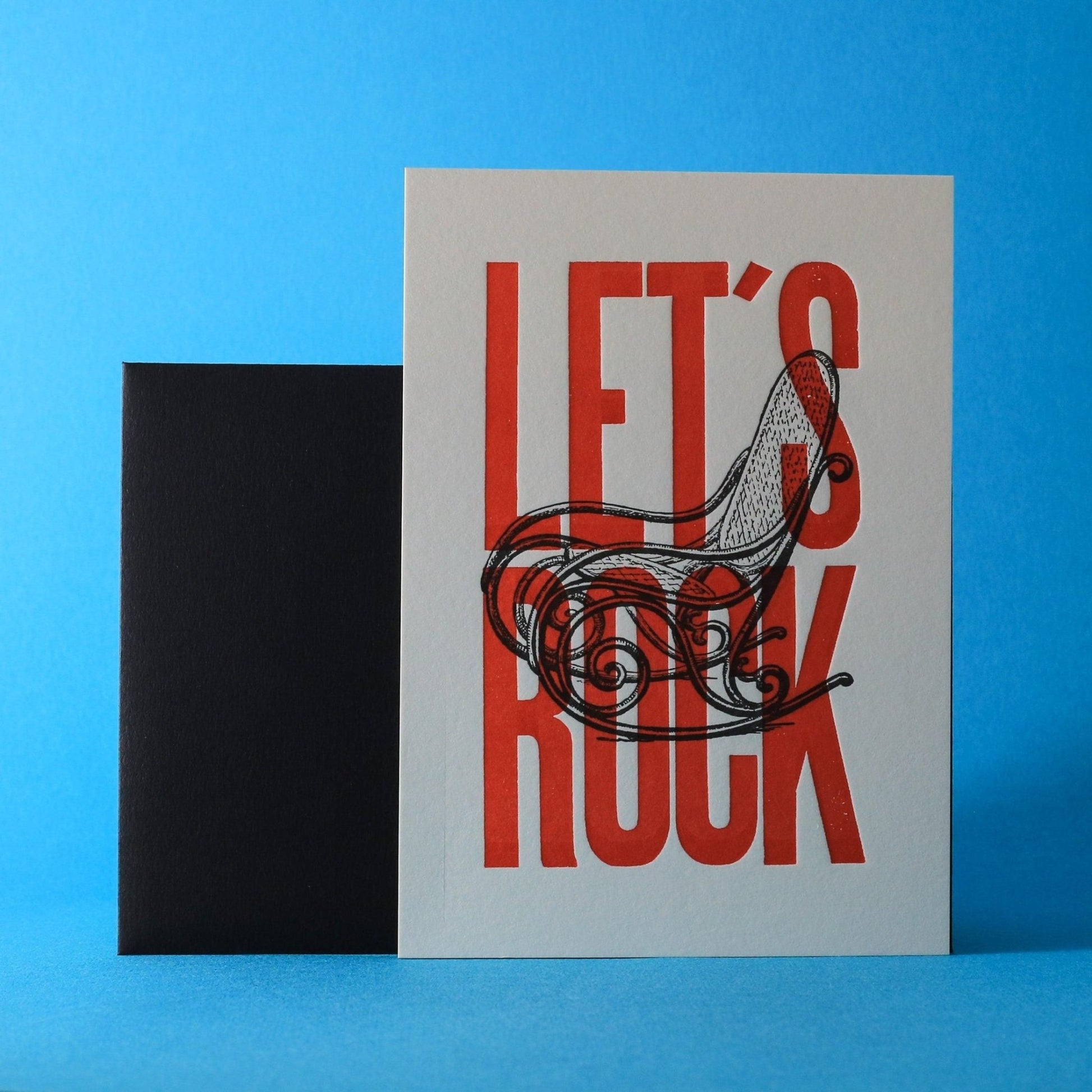 Carte letterpress - Let's Rock rouge - PAPPUS EDITIONS