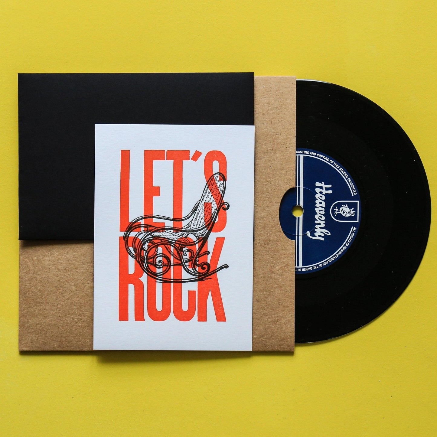 Carte letterpress - Let's Rock rouge - PAPPUS EDITIONS