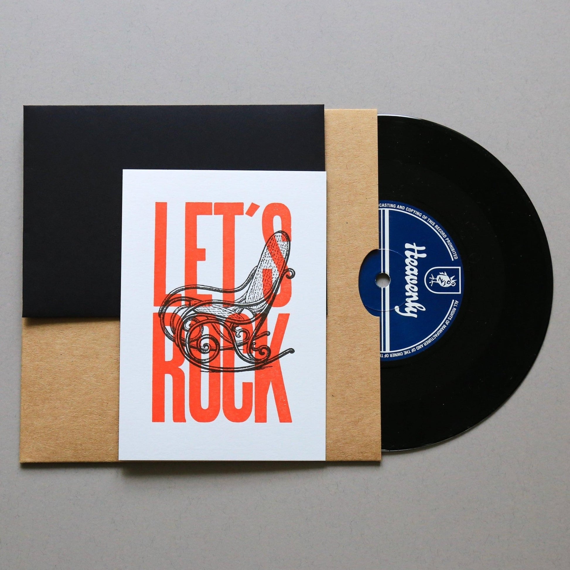 Carte letterpress - Let's Rock rouge - PAPPUS EDITIONS